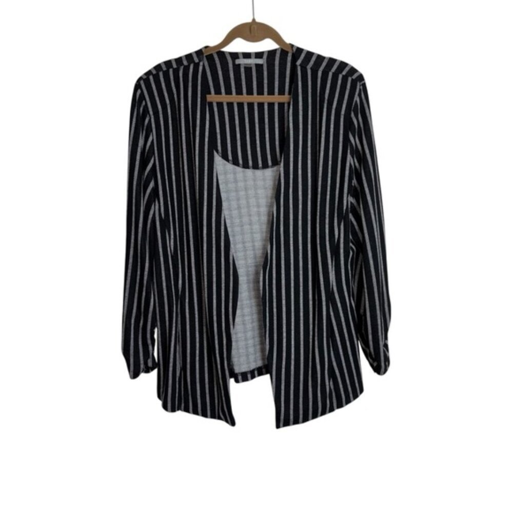 Tart Women's Extra Large Open Front Striped Knit Cardigan